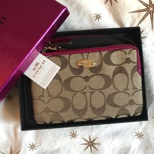 COACH Signature Logo Corner Zip Wristlet